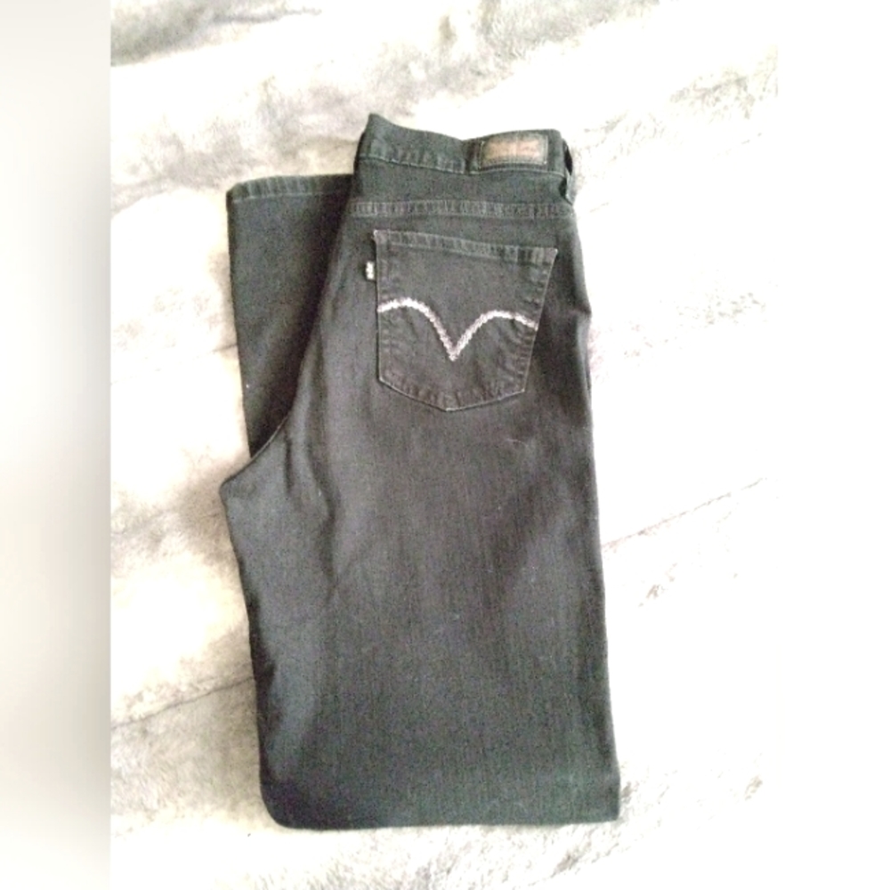 Levi's Perfectly Slimming 512 Bootcut Black Denim Jeans Sz 10M